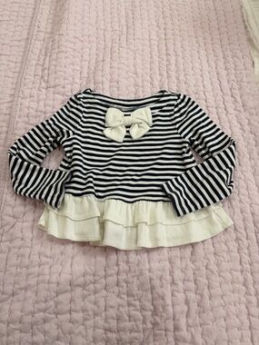 Gymboree Navy & White Striped Long Sleeve Top with Bow